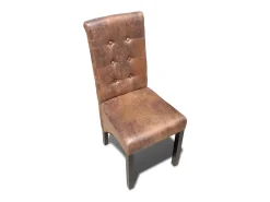 Juego de 4 sillas de comedor de piel sintética marrón