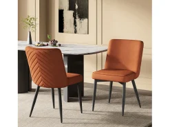 Juego de 4 sillas de comedor - 63 x 48 x 85 cm - para comedores/salones/cafeterías - Estilo moderno - Terciopelo - Rojo óxido
