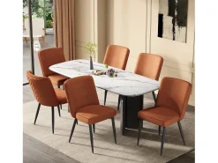 Juego de 4 sillas de comedor - 63 x 48 x 85 cm - para comedores/salones/cafeterías - Estilo moderno - Terciopelo - Rojo óxido