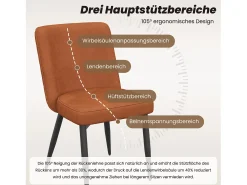 Juego de 4 sillas de comedor - 63 x 48 x 85 cm - para comedores/salones/cafeterías - Estilo moderno - Terciopelo - Rojo óxido