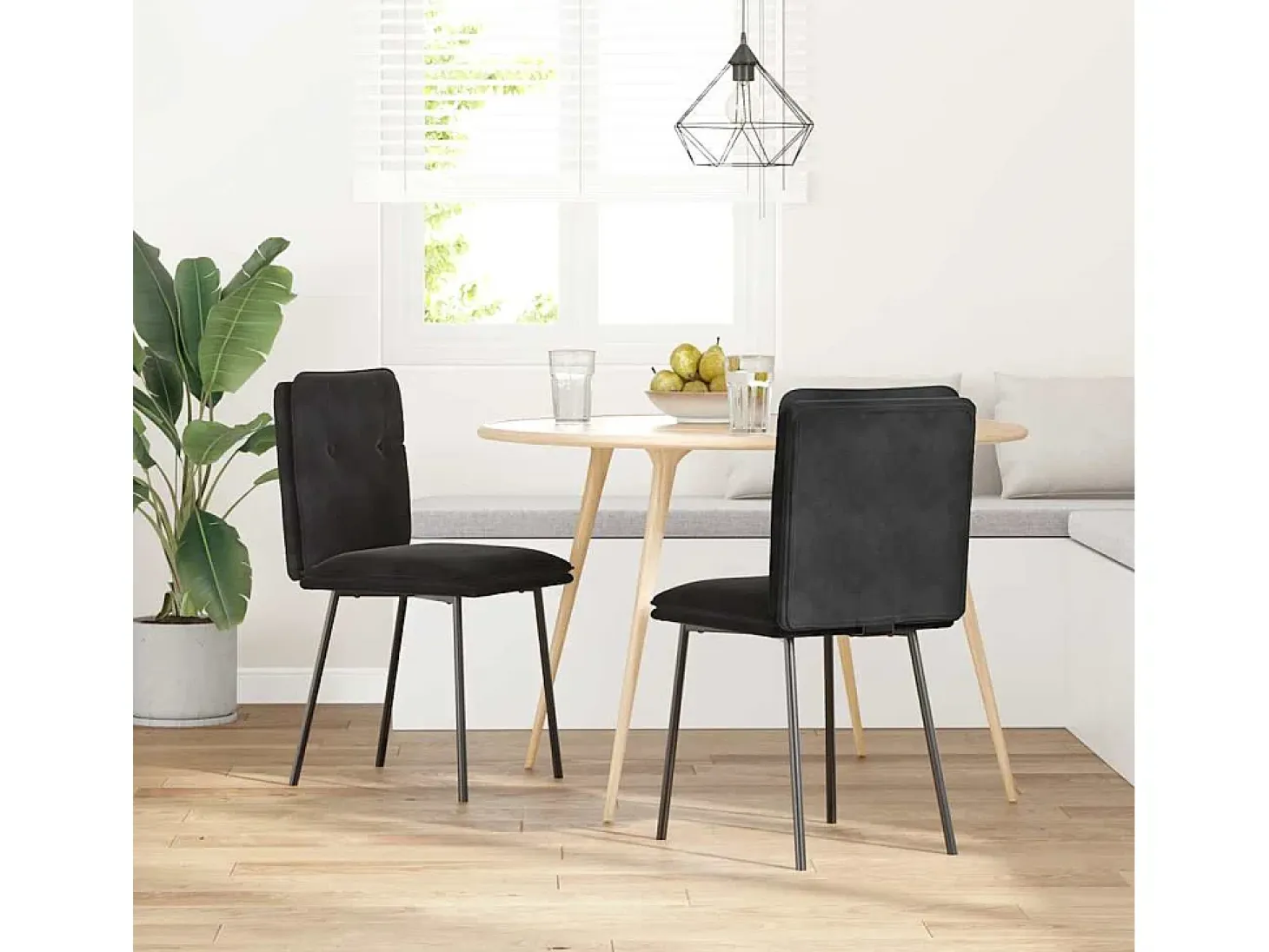 Juego de 2 sillas de comedor de terciopelo negro