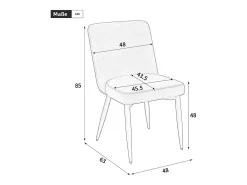 Juego de 2 sillas de comedor - 63 x 48 x 85 cm - para comedores/salones/cafeterías - Estilo moderno - Terciopelo - Rojo óxido