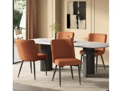 Juego de 2 sillas de comedor - 63 x 48 x 85 cm - para comedores/salones/cafeterías - Estilo moderno - Terciopelo - Rojo óxido