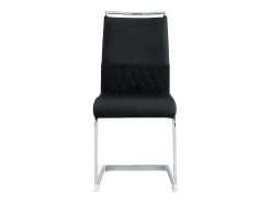 Juego de 2 sillas de comedor con respaldo alto de cuero sintético y lino, tachuelas decorativas, metal y terciopelo negro (42 x 45 x 83,7 cm)