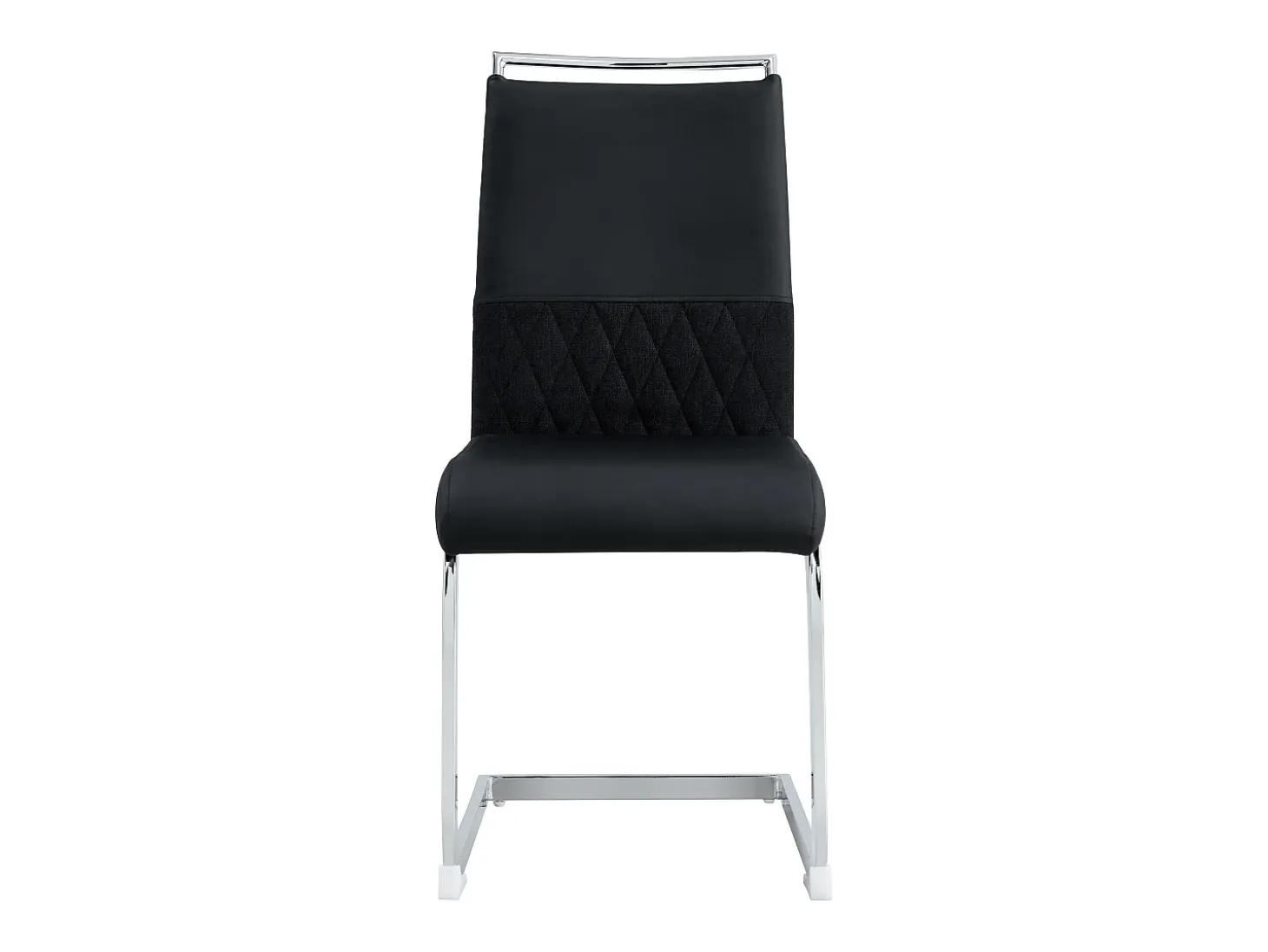 Juego de 2 sillas de comedor con respaldo alto de cuero sintético y lino, tachuelas decorativas, metal y terciopelo negro (42 x 45 x 83,7 cm)