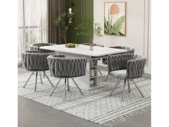 Juego de 4 sillas de comedor de terciopelo, sillas giratorias de lujo para salón y dormitorio, con patas de metal (62 x 60 x 57 cm)