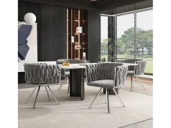Juego de 4 sillas de comedor de terciopelo, sillas giratorias de lujo para salón y dormitorio, con patas de metal (62 x 60 x 57 cm)