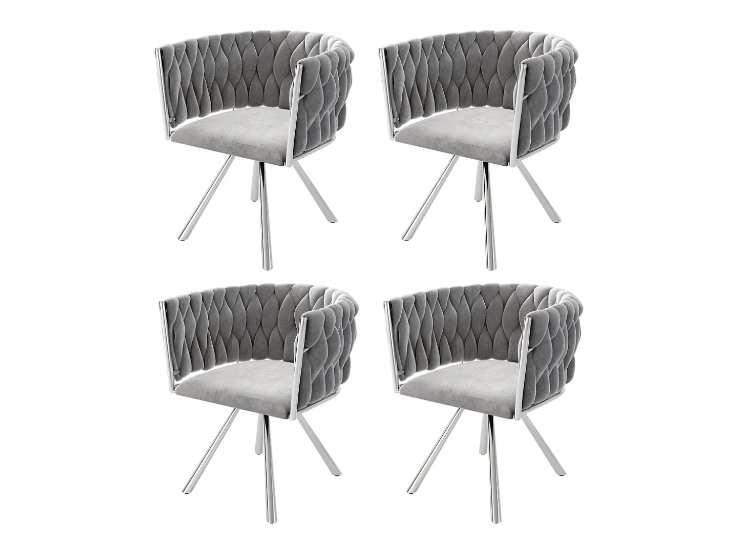 Juego de 4 sillas de comedor de terciopelo, sillas giratorias de lujo para salón y dormitorio, con patas de metal (62 x 60 x 57 cm)