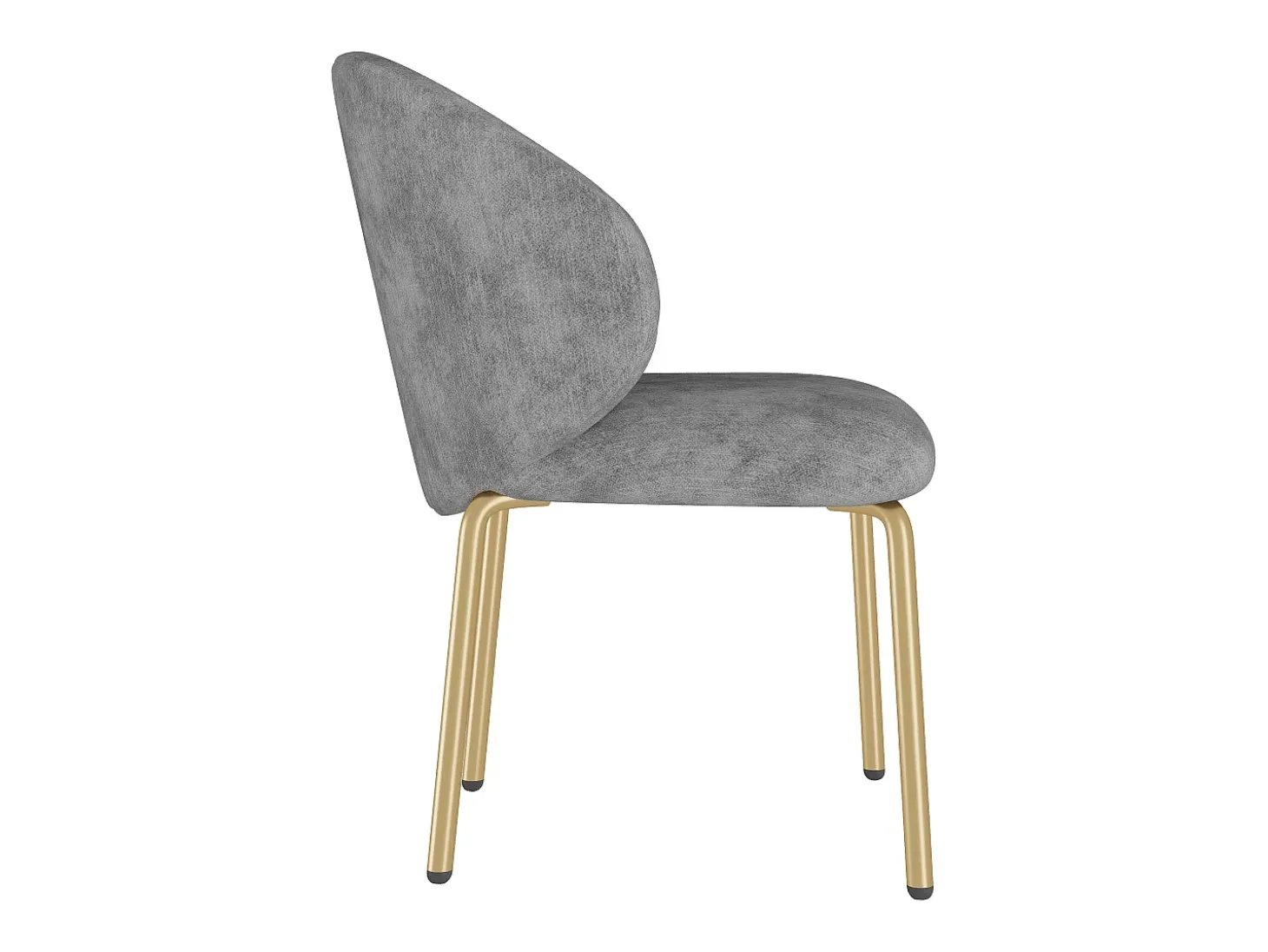Juego de 4 sillas de comedor de chenilla gris - Patas de metal dorado