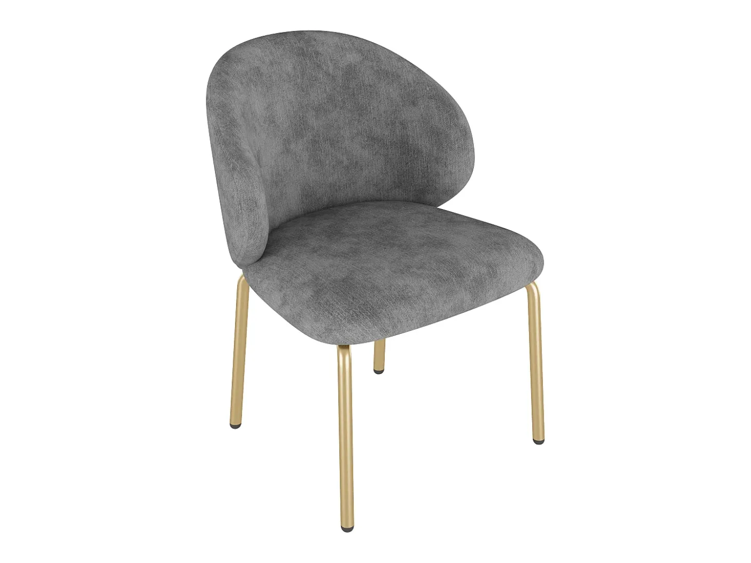 Juego de 4 sillas de comedor de chenilla gris - Patas de metal dorado