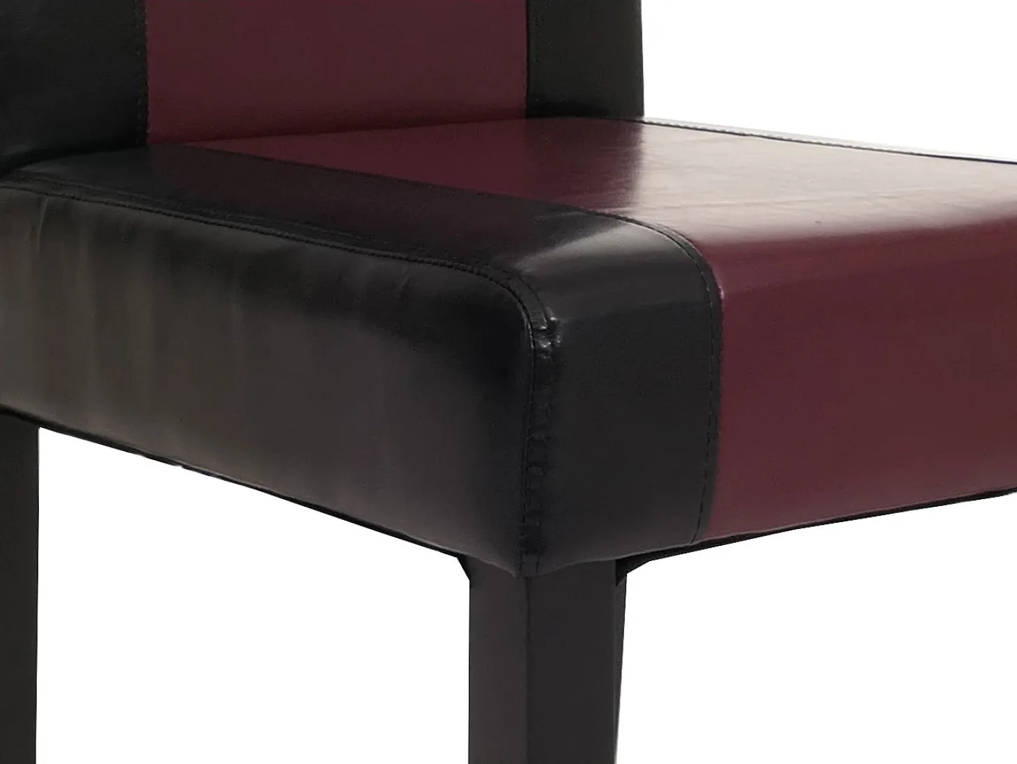 Juego de 6 sillas de comedor Littau de piel sintética, polipiel, negro-rojo, patas oscuras