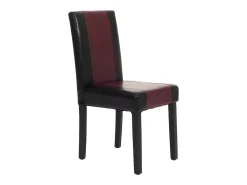Juego de 6 sillas de comedor Littau de piel sintética, polipiel, negro-rojo, patas oscuras