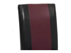 Juego de 6 sillas de comedor Littau de piel sintética, polipiel, negro-rojo, patas oscuras