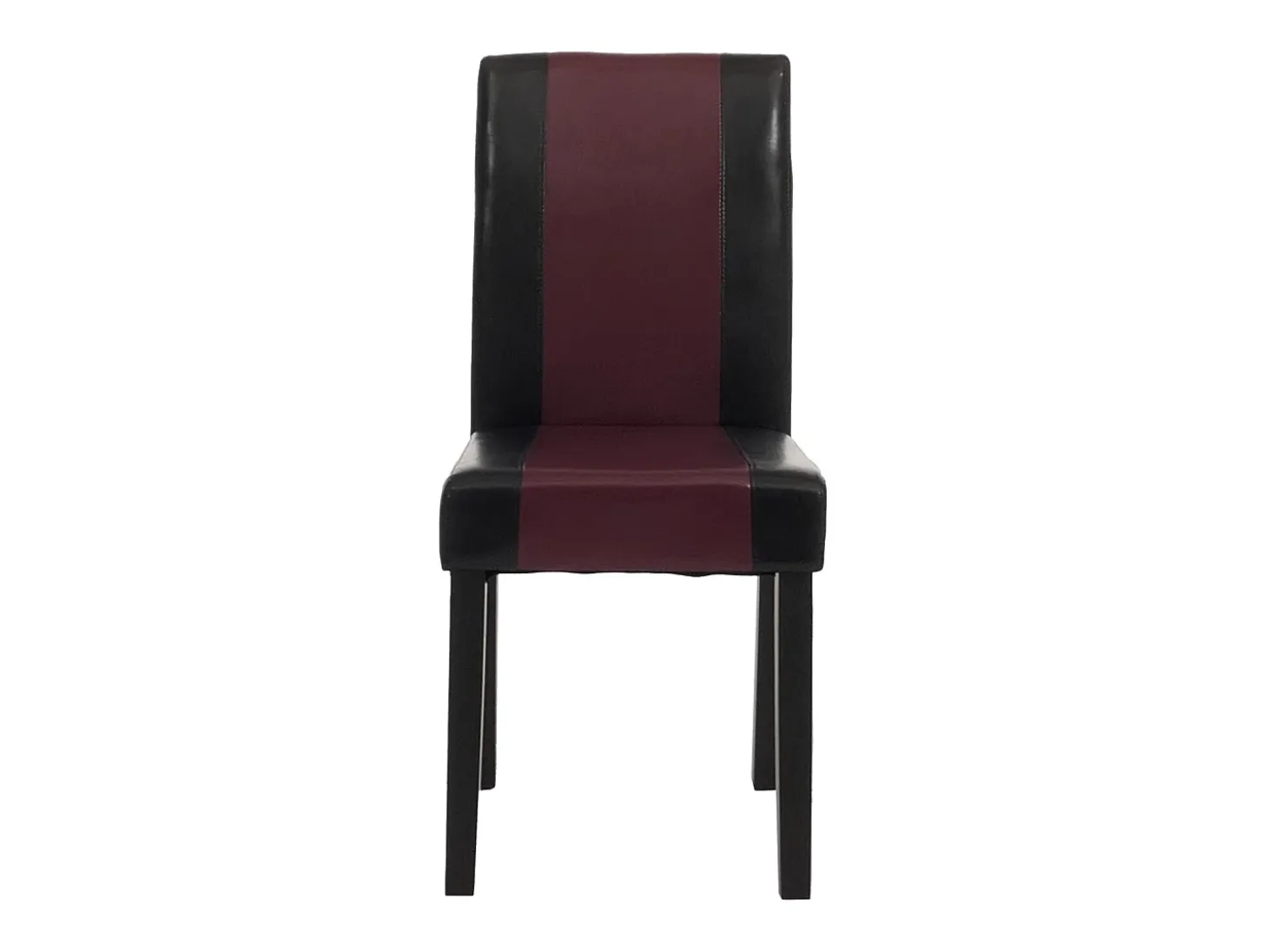 Juego de 6 sillas de comedor Littau de piel sintética, polipiel, negro-rojo, patas oscuras