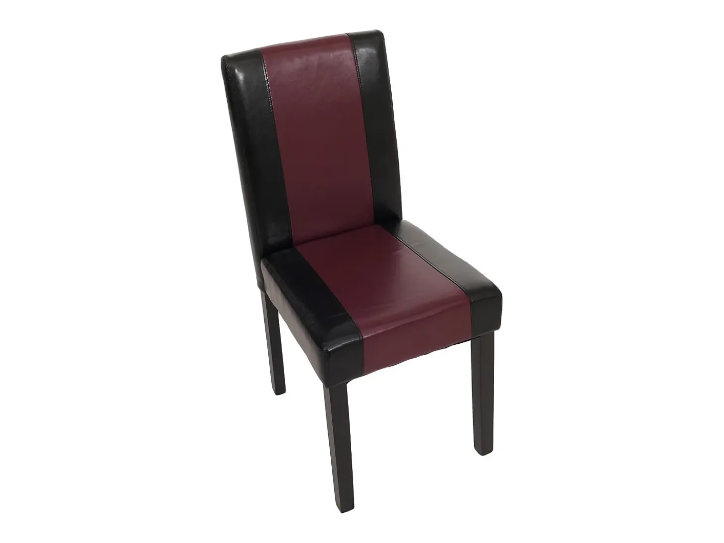 Juego de 6 sillas de comedor Littau de piel sintética, polipiel, negro-rojo, patas oscuras