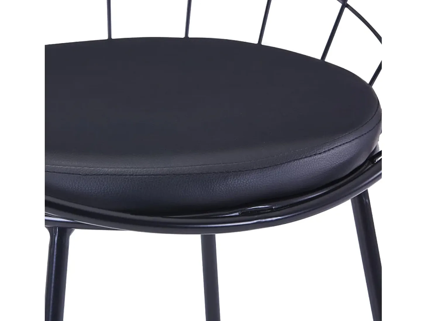Juego de 4 sillas de comedor de piel sintética y acero negro
