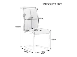 Juego de 4 sillas de comedor - estructura metálica y tapicería de polipiel - PU negro