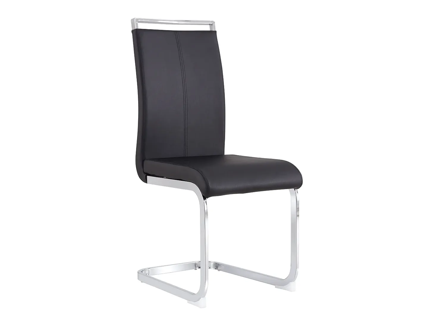 Juego de 4 sillas de comedor - estructura metálica y tapicería de polipiel - PU negro