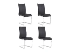 Juego de 4 sillas de comedor - estructura metálica y tapicería de polipiel - PU negro