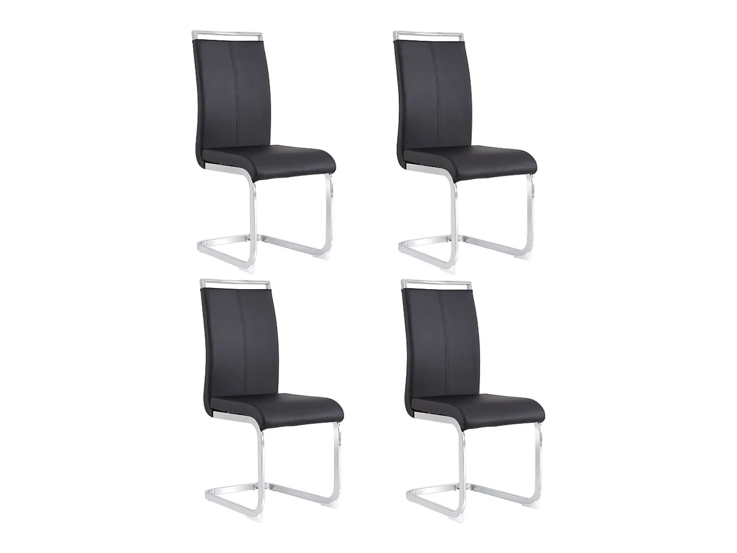 Juego de 4 sillas de comedor - estructura metálica y tapicería de polipiel - PU negro