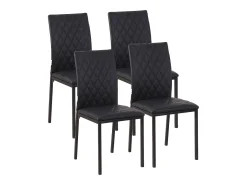 Juego de 4 sillas de comedor, sillas de cocina tapizadas con patas de acero, color negro