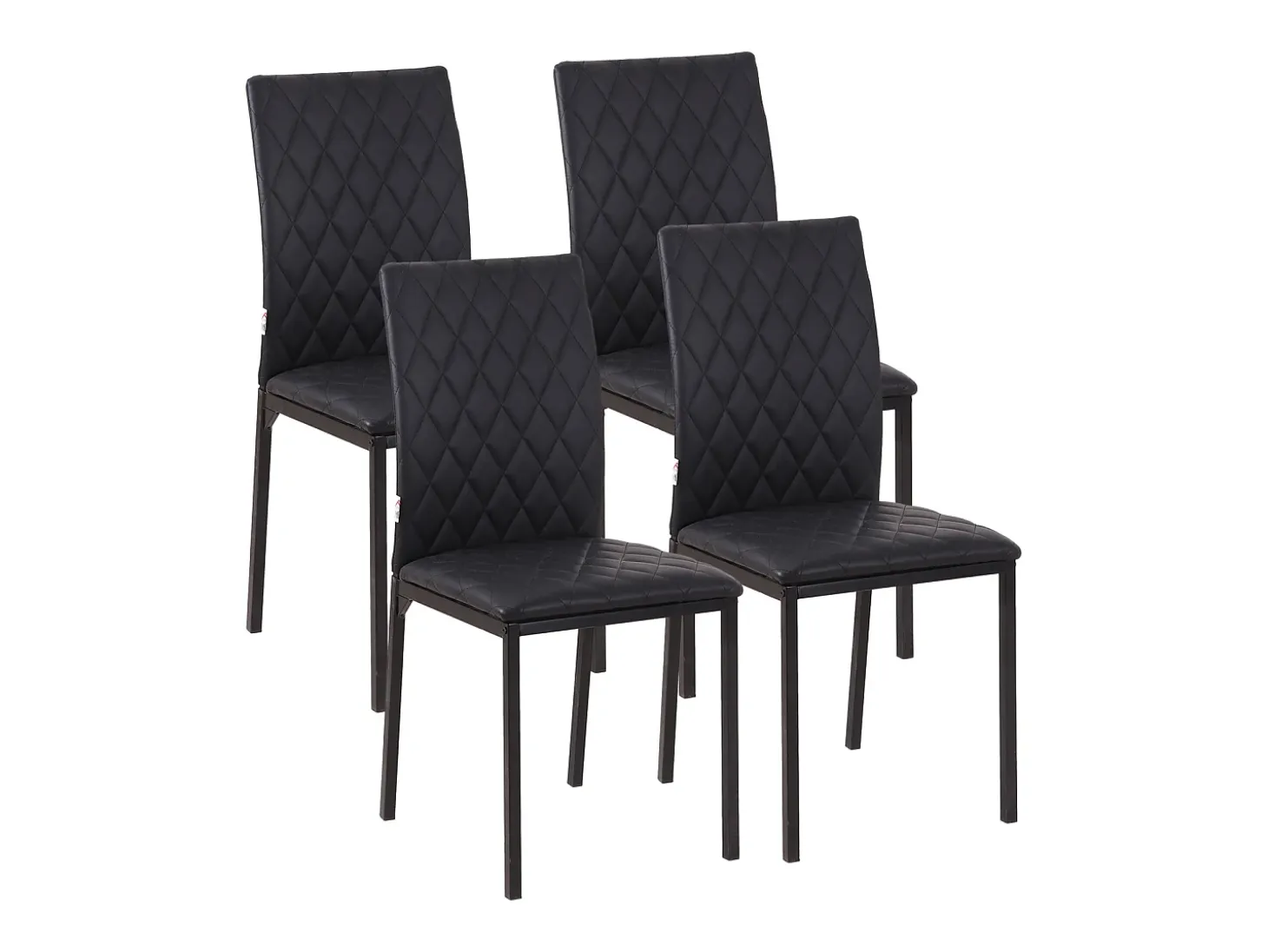 Juego de 4 sillas de comedor, sillas de cocina tapizadas con patas de acero, color negro