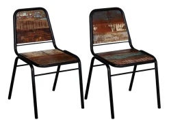 Juego de 2 Sillas de comedor madera maciza reciclada ES696458