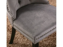Juego de 2 sillas de comedor en terciopelo gris con tachuelas decorativas y respaldo acolchado