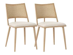 Juego de 2 sillas de comedor - 50 x 48 x 80 cm - asiento de poliuretano - respaldo de ratán - ratán - beige