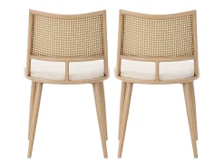 Juego de 2 sillas de comedor - 50 x 48 x 80 cm - asiento de poliuretano - respaldo de ratán - ratán - beige