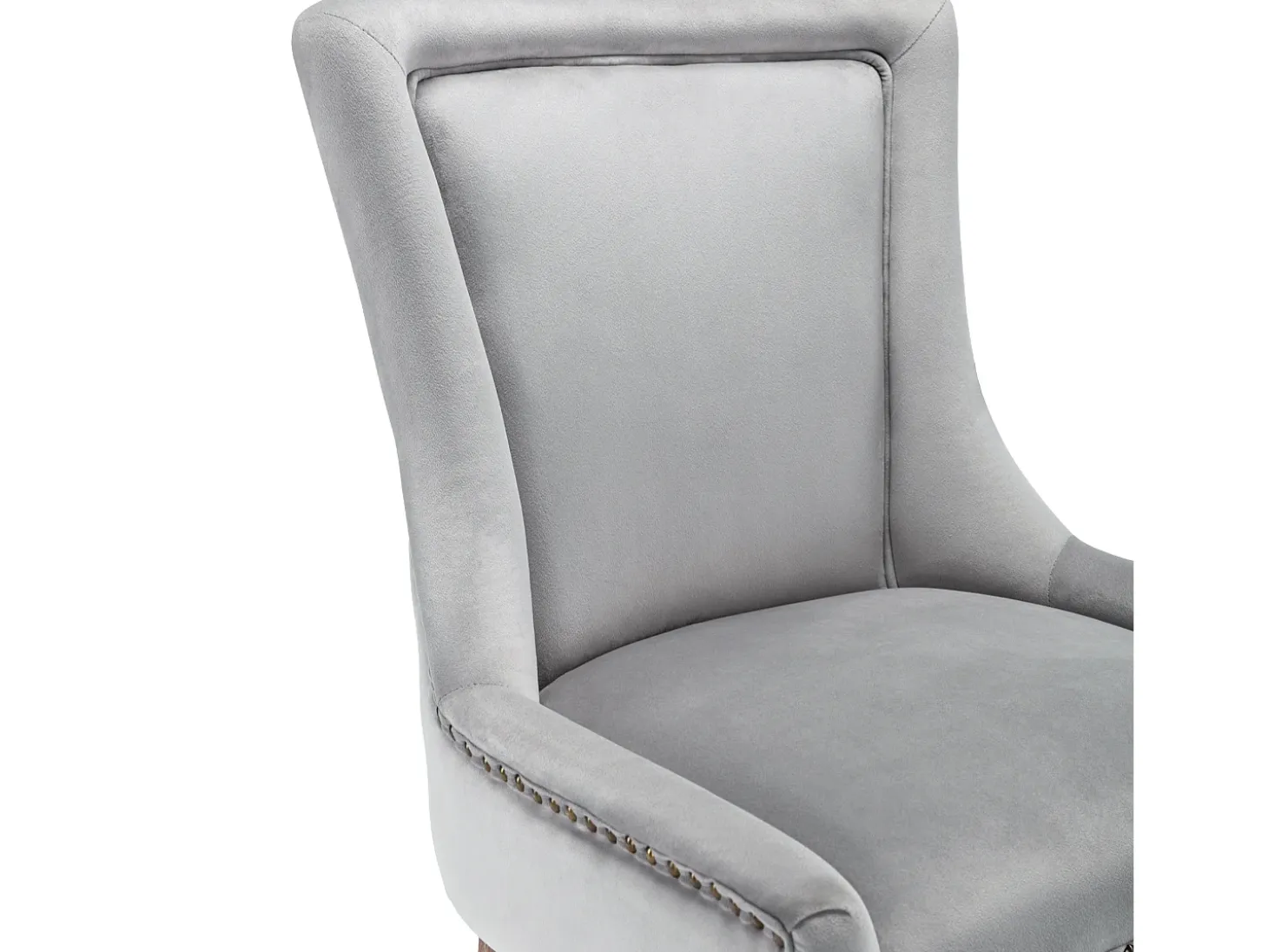 Juego de 4 sillas de comedor - asientos tapizados adornados con tachuelas decorativas y patas de madera maciza - terciopelo gris