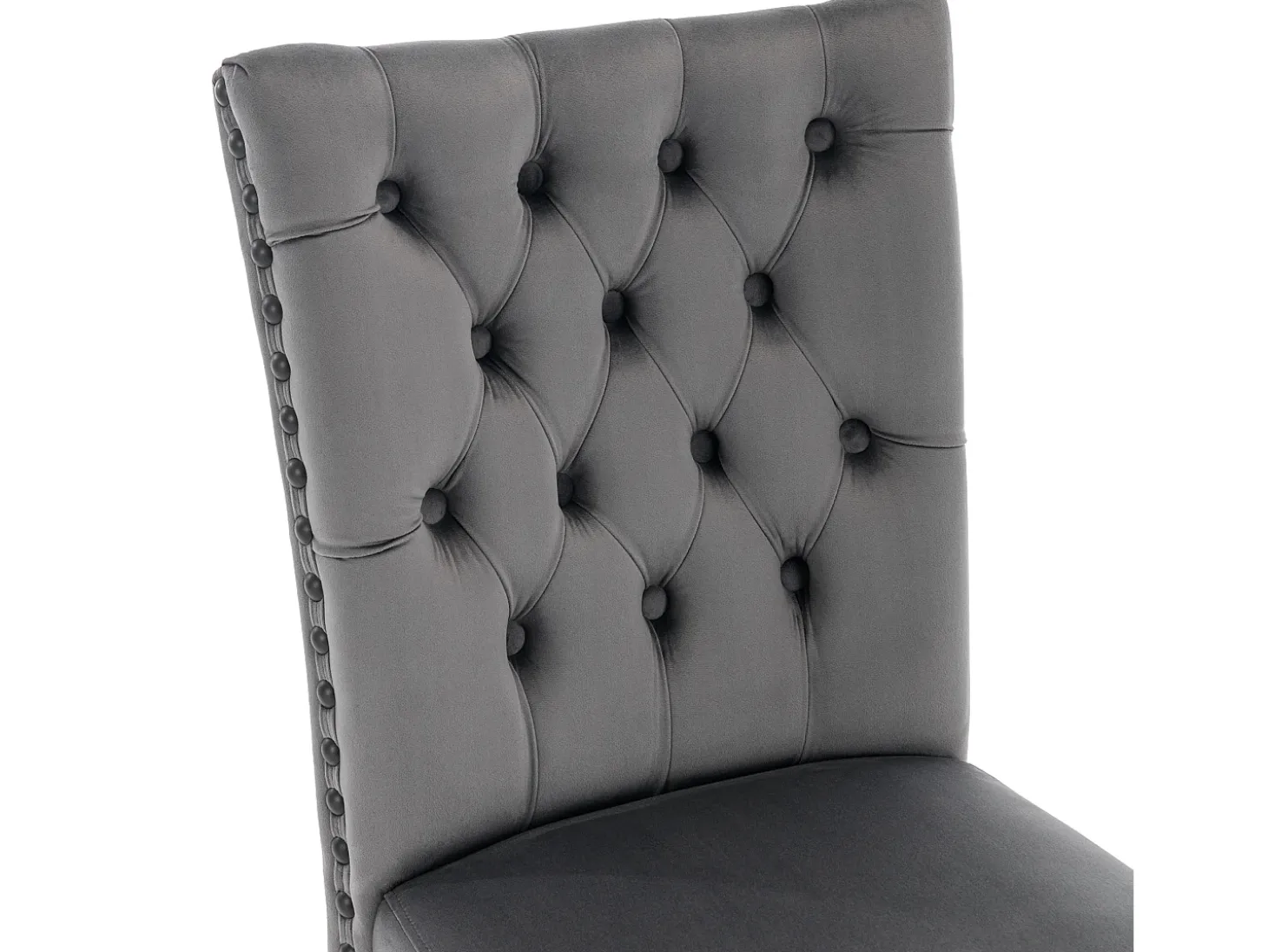 Juego de 2 sillas de comedor - silla de comedor de terciopelo gris - con respaldo acolchado y patas de madera