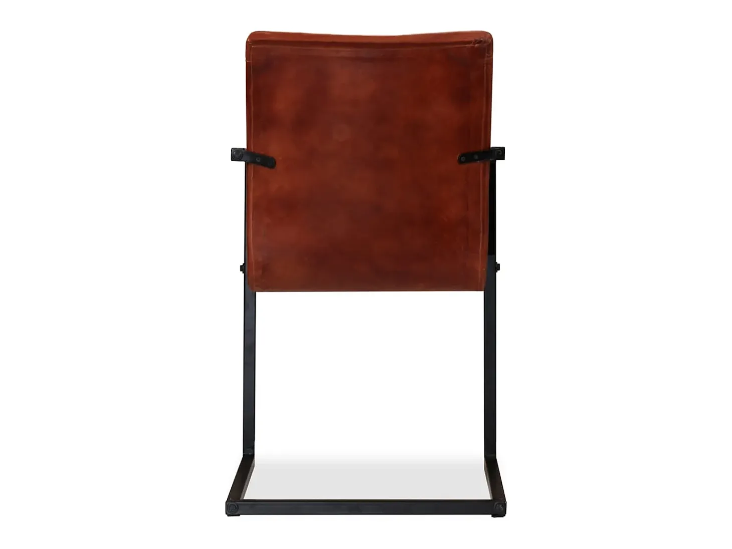Juego de 2 sillas de comedor de cuero genuino marrón
