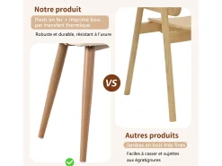 Juego de 2 sillas de comedor con respaldo de ratán y cojines de asiento de terciopelo, color beige