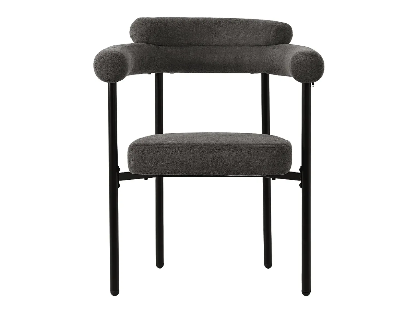 Juego de 4 sillas de comedor con respaldo en aro y reposabrazos - tejido de felpa gris oscuro