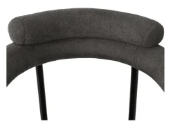 Juego de 4 sillas de comedor con respaldo en aro y reposabrazos - tejido de felpa gris oscuro