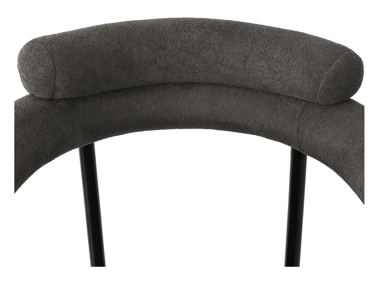 Juego de 4 sillas de comedor con respaldo en aro y reposabrazos - tejido de felpa gris oscuro