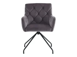 Juego de 2 sillas de comedor de terciopelo - 85 x 49 x 49 cm - sillón tapizado con 4 patas de metal - con soporte lumbar - gris