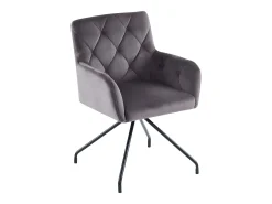 Juego de 2 sillas de comedor de terciopelo - 85 x 49 x 49 cm - sillón tapizado con 4 patas de metal - con soporte lumbar - gris