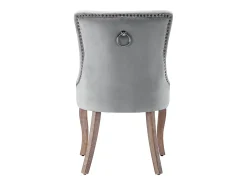 Juego de 6 sillas de comedor - asientos tapizados adornados con tachuelas decorativas y patas de madera maciza - terciopelo gris