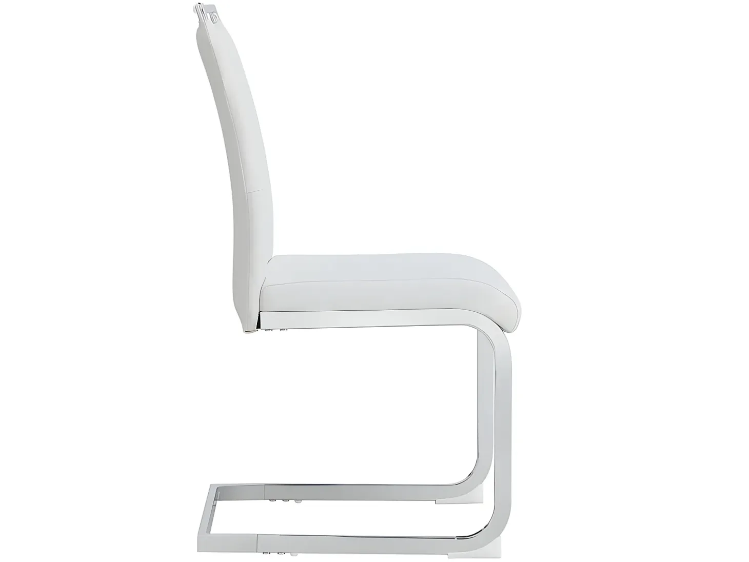 Juego de 2 sillas de comedor - piel sintética y respaldo de lino - blanco