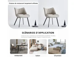 Juego de 2 sillas de comedor de estilo mid-century en piel sintética, con cojín suave y patas metálicas, ideales para salón y comedor, color arena (2)
