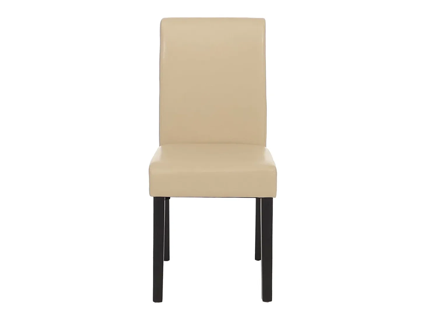 Juego de 6 sillas de comedor Littau de piel sintética, polipiel, crema, patas oscuras