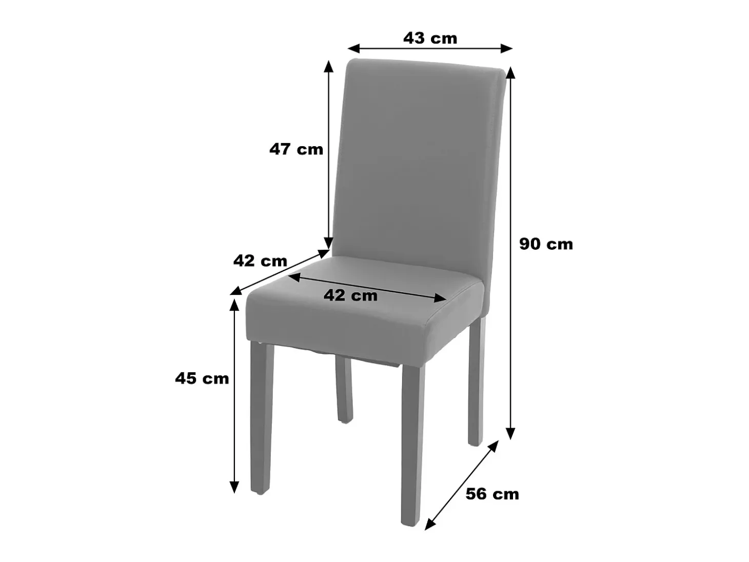 Juego de 6 sillas de comedor Littau de piel sintética, polipiel, crema, patas oscuras