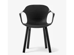 Juego de 4 sillas de comedor con diseño contemporáneo Corto - Negro