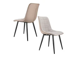 Juego de 2 sillas de comedor - con estructura de metal - lino gris
