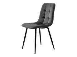 Juego de 4 sillas de comedor tapizadas en terciopelo con estructura de metal, color gris