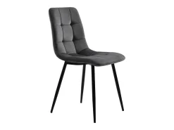 Juego de 4 sillas de comedor tapizadas en terciopelo con estructura de metal, color gris
