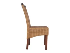 Juego de 4 sillas de comedor de ratán natural marrón