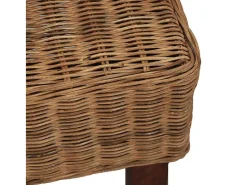 Juego de 4 sillas de comedor de ratán natural marrón